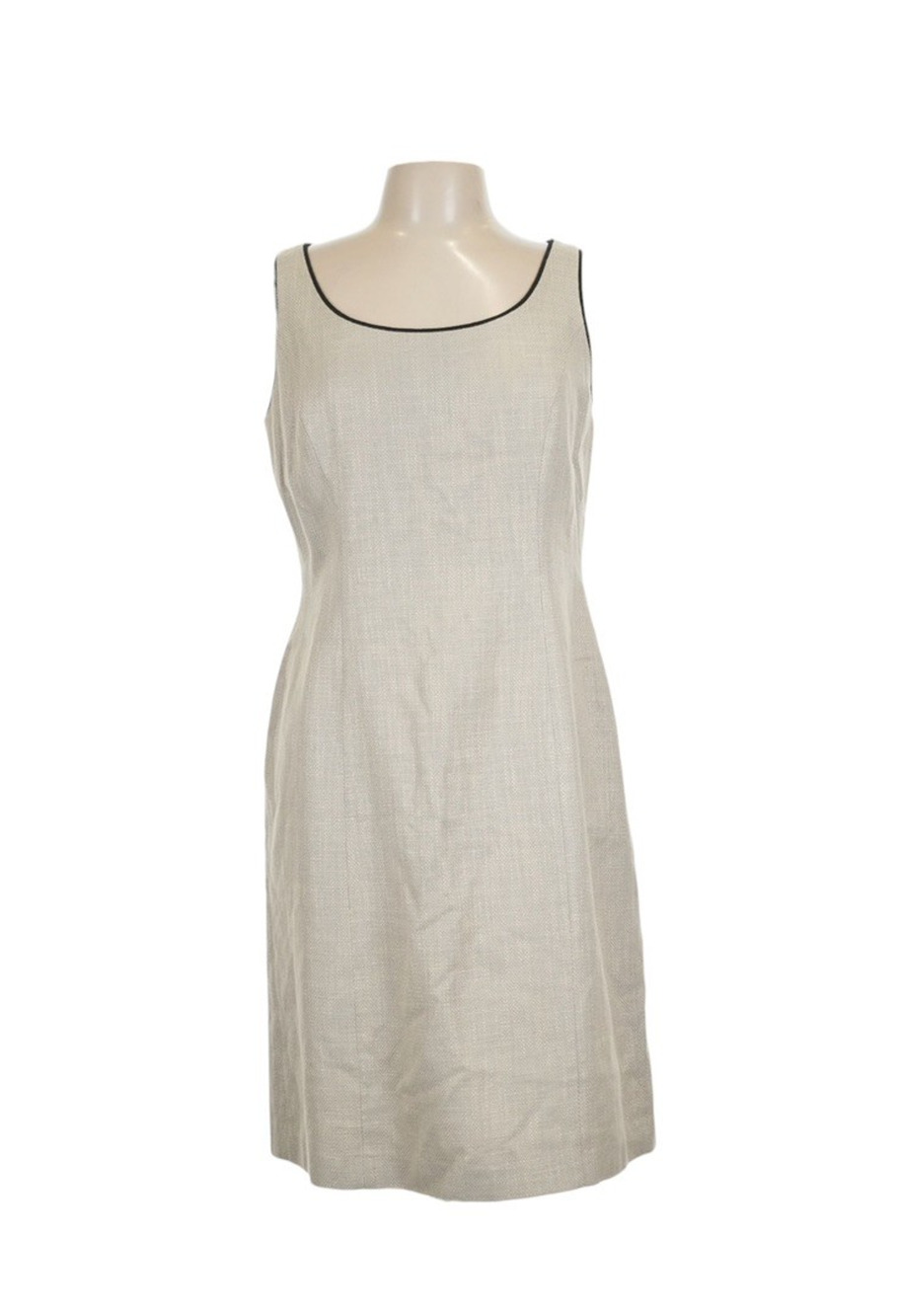 Tahari ASL Arthur Levine Beige Cream Sleeveless Sheath Dress Size 10
